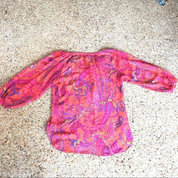 Lauren Ralph Lauren Silk Boho Paisley Tunic Blouse Size Medium - Picture 6 of 7